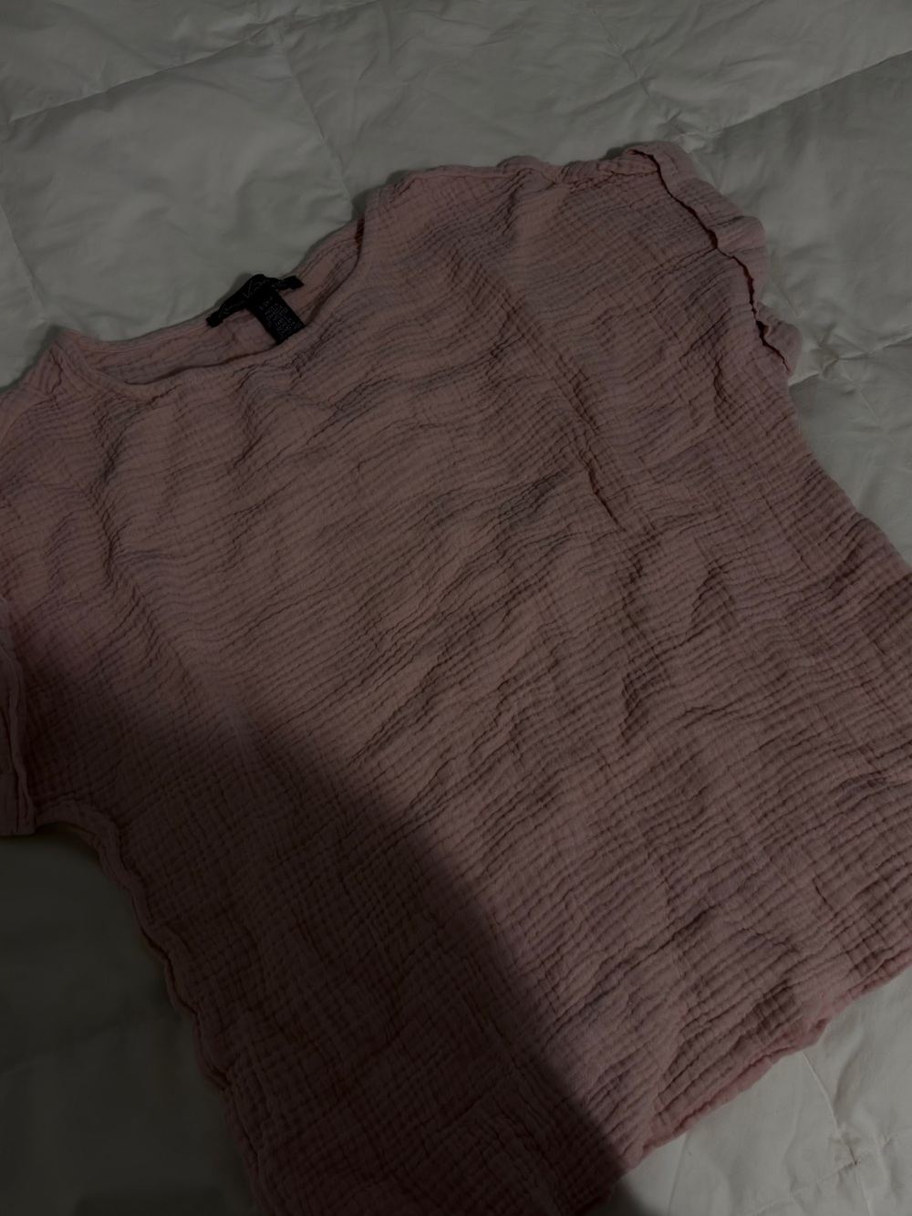 Gloria Vanderbilt Dusty Pink Textured Short-Sleeve Crop Top